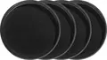 Set de 4 farfurii rotunde din ceramica VEGA Skady cu margine joasa, glazura matta neagra, 13.5x2 cm, rezistente la masina de spalat vase si cuptor cu microunde