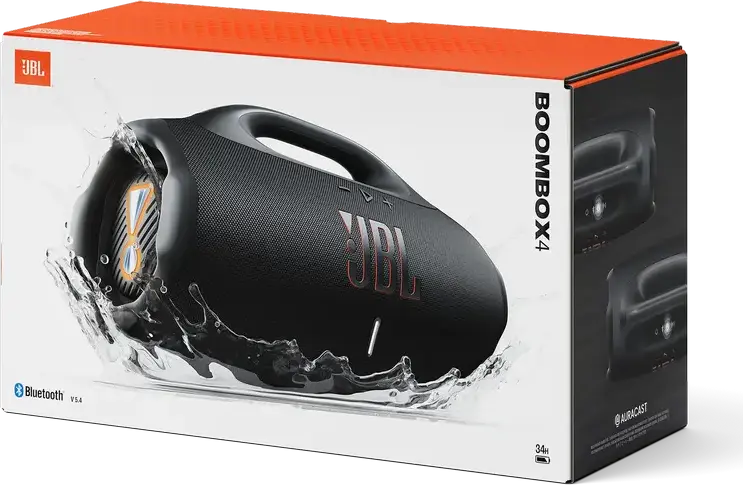 Boxa Portabila Bluetooth JBL Boombox 4 200W RMS, Neagra, Rezistenta la Apa IP68, AI Sound Boost, Auracast, Baterie cu Autonomie Mare