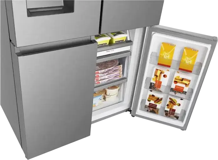 Холодильник Hisense RQ760N4SASE Side-by-Side Cross Door, Общий полезный объем 584 л, Total No Frost, Диспенсер для воды и льда, Нержавеющая сталь, 91.4x178.5x72.5 см