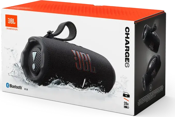 JBL Charge 6 Portable Bluetooth Speaker, 45W RMS, IP67 Waterproof, 28h Battery, Power Bank, Bluetooth 5.4, Black