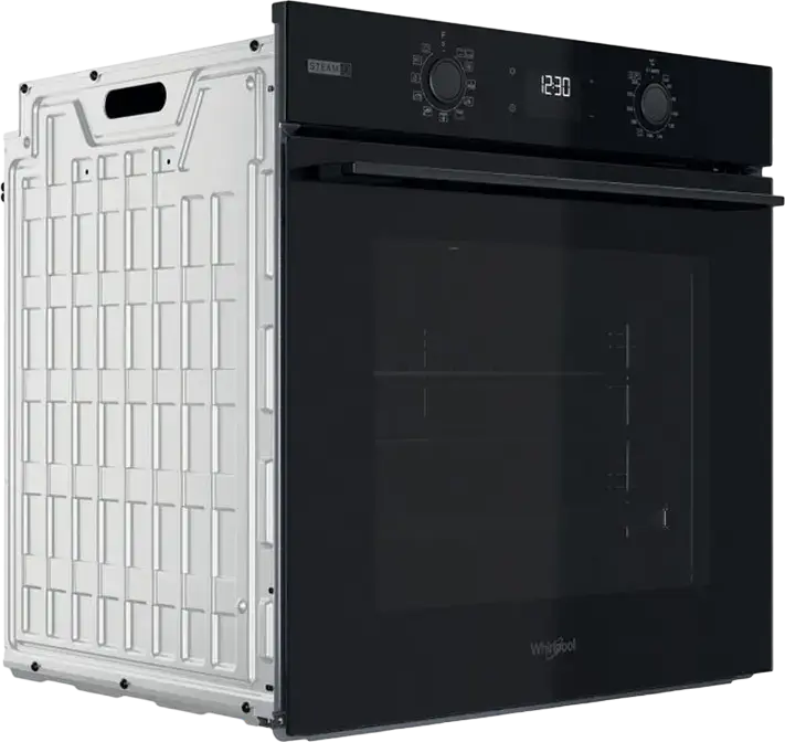 Встраиваемый электрический духовой шкаф Whirlpool OMSK58RU1SB, 71 л, класс A+, пиролитическая и гидролитическая очистка, Cook3, доводчик двери, черный, набор из 3 аксессуаров