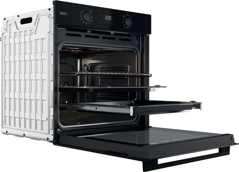 Встраиваемый электрический духовой шкаф Whirlpool OMSK58RU1SB, 71 л, класс A+, пиролитическая и гидролитическая очистка, Cook3, доводчик двери, черный, набор из 3 аксессуаров