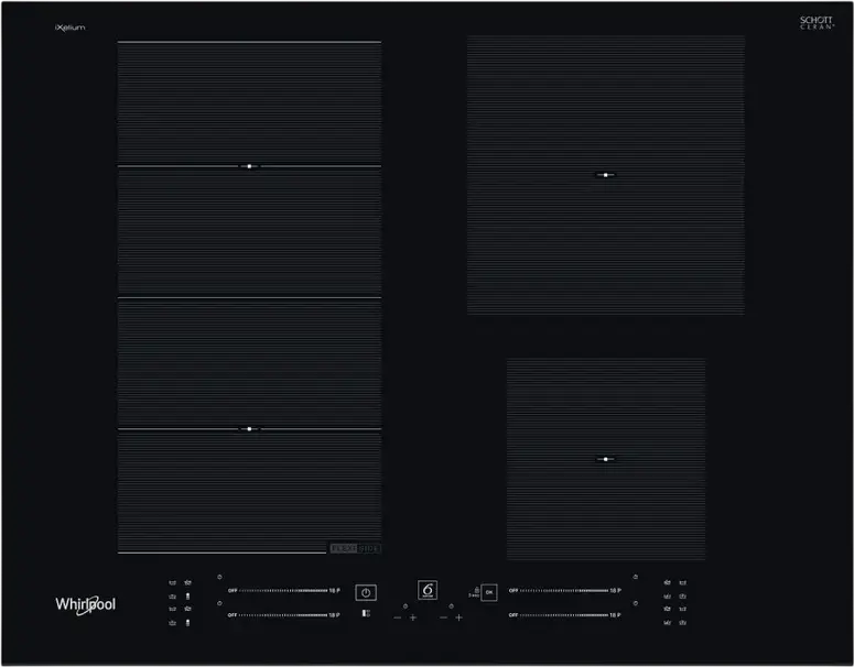 Whirlpool WF S9365 BF/IXL Built-in Induction Cooktop, 4 Zones, 65cm, iXelium Glass, 6th Sense, FlexiSide, ChefControl, Black