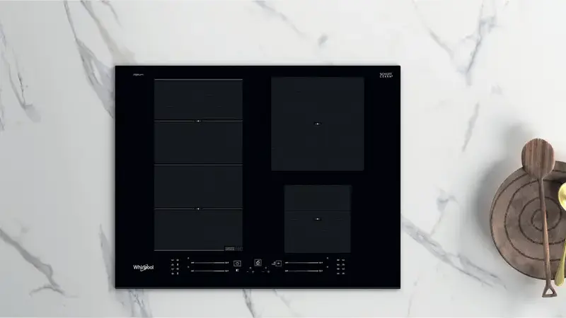 Whirlpool WF S9365 BF/IXL Built-in Induction Cooktop, 4 Zones, 65cm, iXelium Glass, 6th Sense, FlexiSide, ChefControl, Black