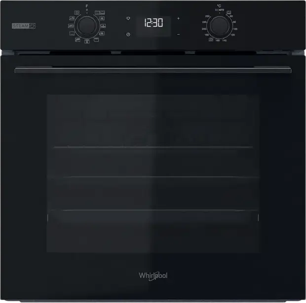 Cuptor Electric Incorporabil Whirlpool OMSK58CU1SB, Negru, Clasa Energetica A+, 8 Functii, Steam+, Cook3, Curatare Catalitica, Ghidaje Telescopice