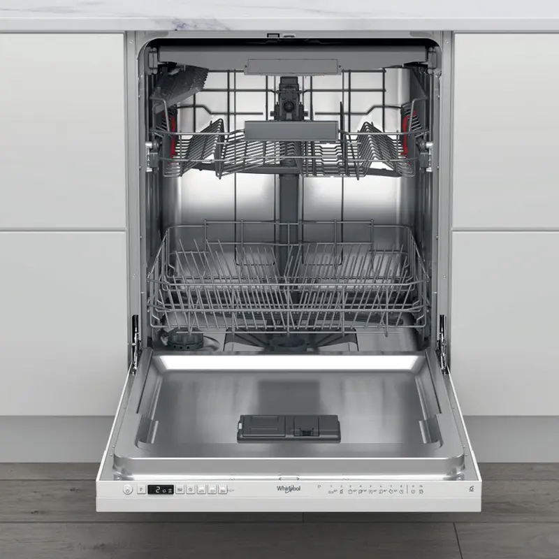 Mașină de Spălat Vase Whirlpool WH4IFB14BN6 Complet Integrabilă, 14 Locuri, Clasa Energetică B, 44 dB, 9 Programe, Auto Open, Aquastop, Oțel Inoxidabil