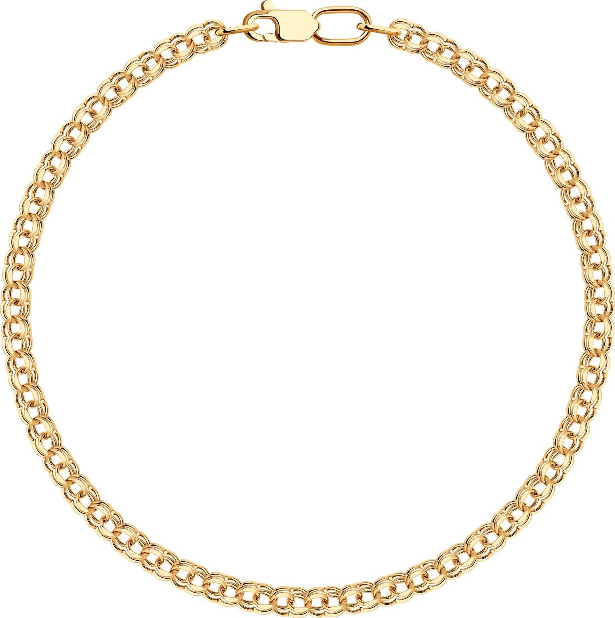 SOKOLOV Women's Red Gold Bracelet 585 Bismark Weave, 18 cm, Lobster Clasp, 2.07 g, SKU 552070502