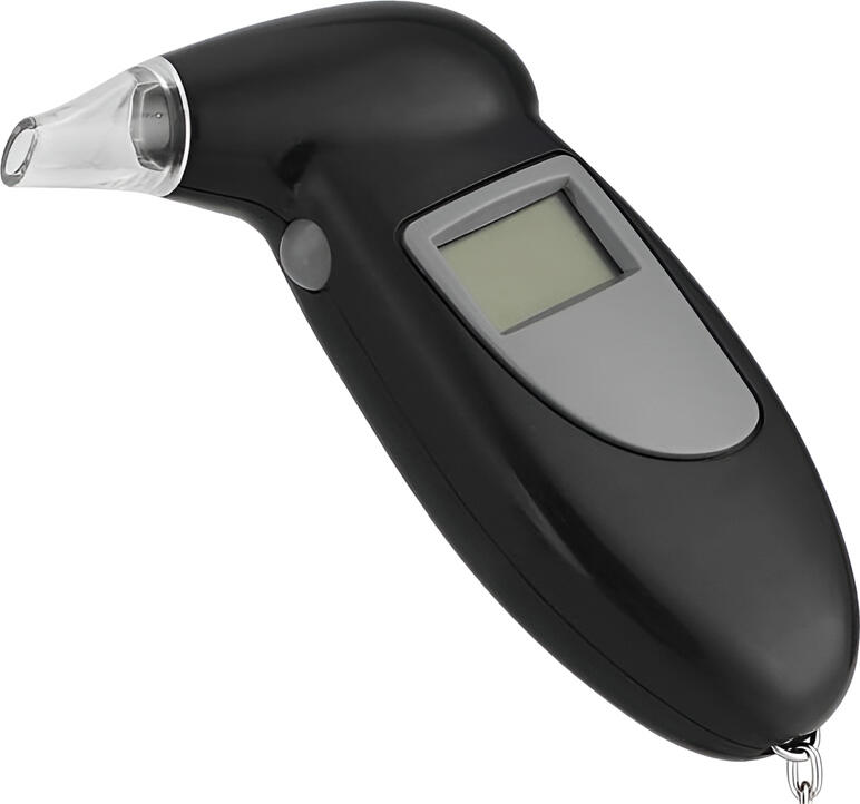 Tester Alcool Digital Portabil GTX, BAC 0.00-0.19%, g/L 0.0-1.9, Ecran LCD cu Iluminare Roșie, ABS Negru, cu Breloc