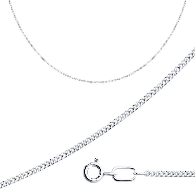 SOKOLOV 968020402 Women's Necklace, 925 Sterling Silver with Rhodium Plating, Curb Weave, Spring Ring Clasp, 40 cm