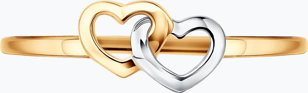 Diamant 31-110-03109-1 Women's Ring, 9K Red Gold 375 Hallmark, Two Interlocking Hearts Two-Tone Design, Size 16