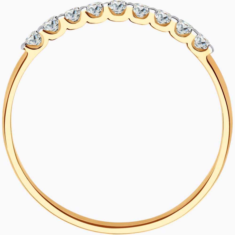 Inel Diamant 31-110-03049-1 pentru femei, Marime 17.5, Aur Rosu 9K 375, 9 insertii rotunde de Zirconiu Cubic incolore 2mm, Latime 2mm