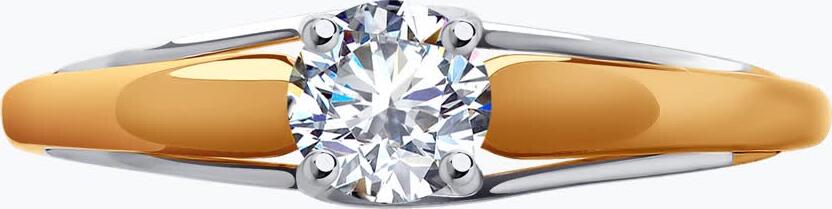 Diamant 51-110-01727-1 Women's Ring, Size 17, 585 Red Gold, Round Colorless Cubic Zirconia 4.5mm, Two-Tone Band Design, 1 Piece