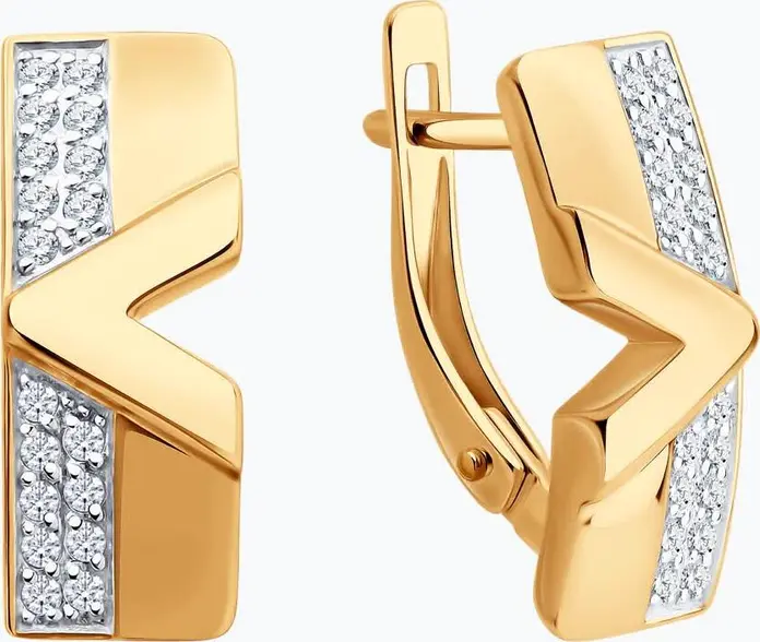 Кольцо Diamant 51-120-02978-1 женское из красного золота 585 с 36 круглыми бесцветными фианитами, английский замок, 2.89 г