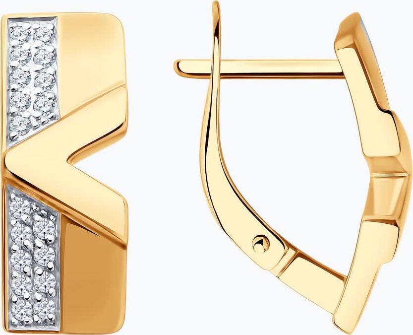 Кольцо Diamant 51-120-02978-1 женское из красного золота 585 с 36 круглыми бесцветными фианитами, английский замок, 2.89 г