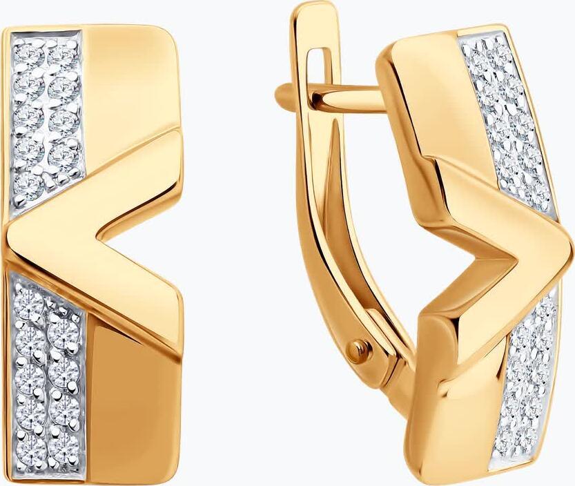 Кольцо Diamant 51-120-02978-1 женское из красного золота 585 с 36 круглыми бесцветными фианитами, английский замок, 2.89 г