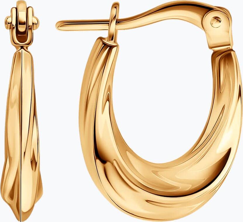 SOKOLOV 0200976 Women's Hoop Earrings, 585 Red Gold, 16mm Diameter, Polished Organic Texture, Pin Lock Clasp, 1.7g