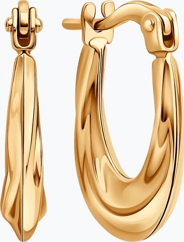SOKOLOV 0200976 Women's Hoop Earrings, 585 Red Gold, 16mm Diameter, Polished Organic Texture, Pin Lock Clasp, 1.7g