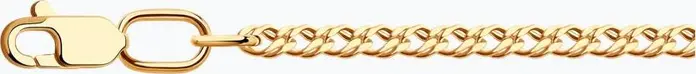 Lanț Diamant 51-180-04040-31 pentru femei și copii, Aur Roșu 585, Impletit Rombus Dublu, Gol, 50 cm, 2.55g, Lățime 2mm