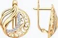 Cercei femei Sokolov 0201117 din Aur Rosu 585 cu 18 insertii rotunde de Zirconiu Incolor, closure tip English lock, 2.96g
