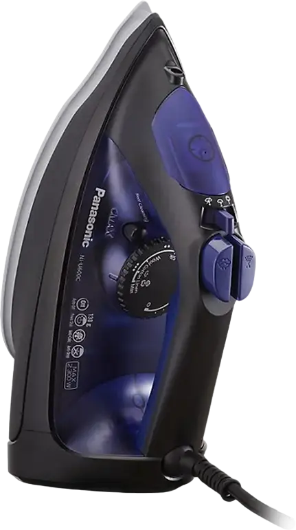 Panasonic NI-U600C Steam Iron, 2300W, Ceramic Soleplate, 130g/min Steam Burst, 300ml Tank, Anti-calc, Auto-off, Vertical Steaming, Blue