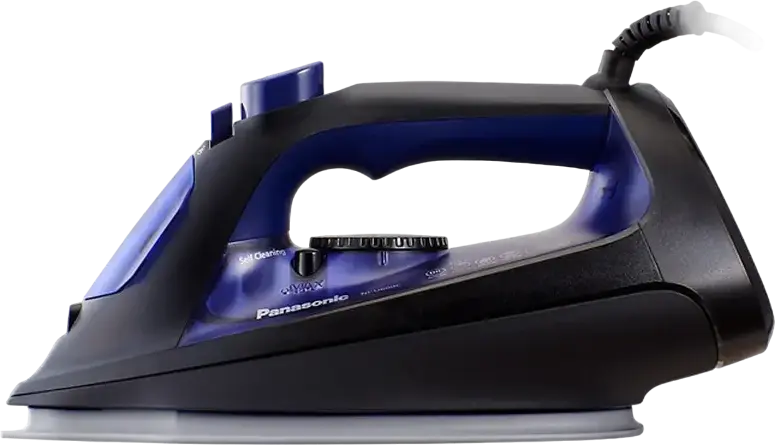 Panasonic NI-U600C Steam Iron, 2300W, Ceramic Soleplate, 130g/min Steam Burst, 300ml Tank, Anti-calc, Auto-off, Vertical Steaming, Blue