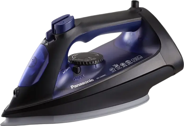 Panasonic NI-U600C Steam Iron, 2300W, Ceramic Soleplate, 130g/min Steam Burst, 300ml Tank, Anti-calc, Auto-off, Vertical Steaming, Blue