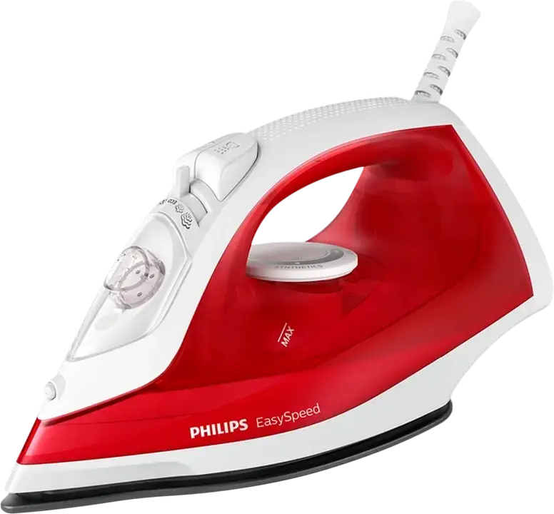 Утюг с паровым генератором Philips EasySpeed GC1742/40, 2000 Вт, металлокерамическая подошва, резервуар 220 мл, паровой удар 90 г/мин, красный