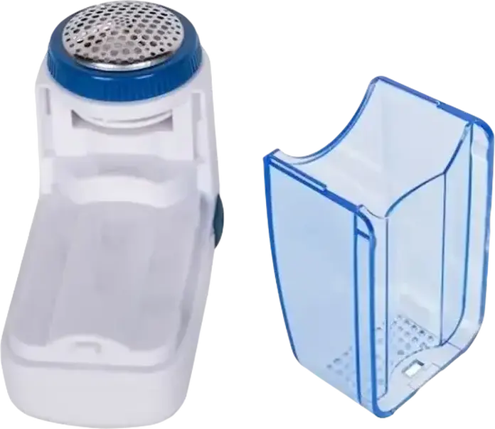 Aparat de curatat scame Maxwell MW-3101, functionare pe baterie, cu compartiment de colectare detasabil si capac protectiv, Alb Albastru