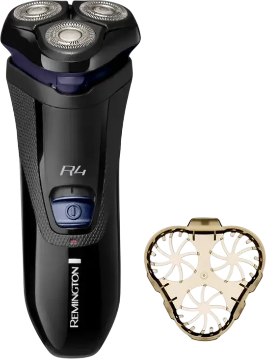 Aparat de ras electric rotativ Remington R4002 R4 Style Series, 3 capete de ras, lame Dual Track, trimmer pop-up, garda de stilizare de 3 zile, Negru
