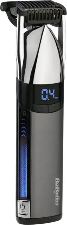 BaByliss S996E Super-X Metal Stubble Trimmer for Beard and Mustache, 0.4-5mm Cutting Length, 24 Settings, Li-ion Battery, Waterproof, Grey, with Case