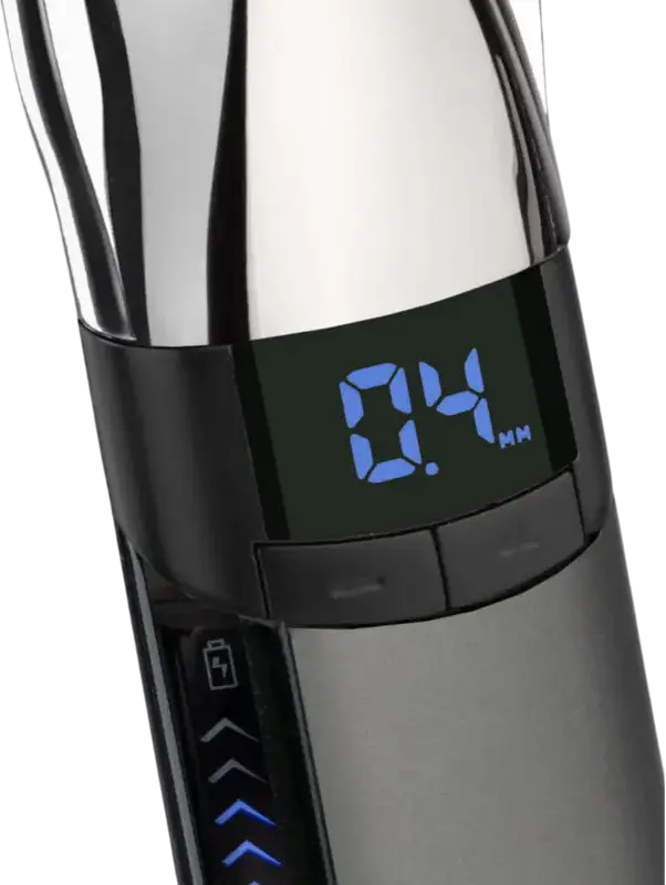BaByliss S996E Super-X Metal Stubble Trimmer for Beard and Mustache, 0.4-5mm Cutting Length, 24 Settings, Li-ion Battery, Waterproof, Grey, with Case