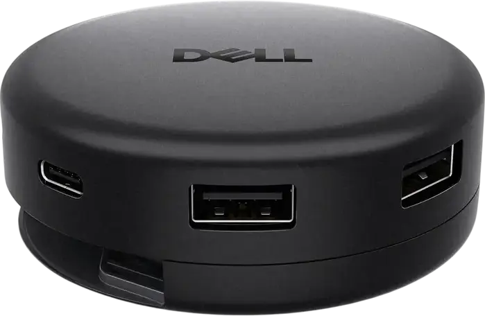 Dell Pro DA326 7-in-1 USB-C Multiport Adapter Travel Hub, 6K HDMI 2.1, DP 1.4, 2.5GbE RJ45, 100W PD, Retractable Cable, Black
