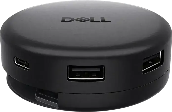 Dell Pro DA326 7-in-1 USB-C Multiport Adapter Travel Hub, 6K HDMI 2.1, DP 1.4, 2.5GbE RJ45, 100W PD, Retractable Cable, Black