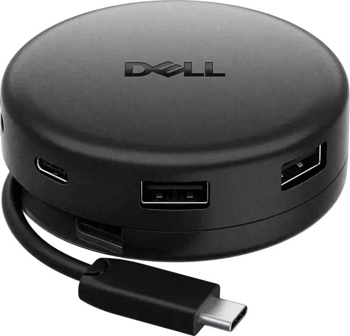 Dell Pro DA326 7-in-1 USB-C Multiport Adapter Travel Hub, 6K HDMI 2.1, DP 1.4, 2.5GbE RJ45, 100W PD, Retractable Cable, Black