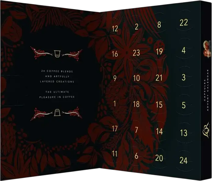 Calendar Advent L'OR Espresso, Set de 24 capsule de cafea pentru aparate Nespresso Original, 124.8g, Sortiment Espresso, Lungo, Decaf si Arome