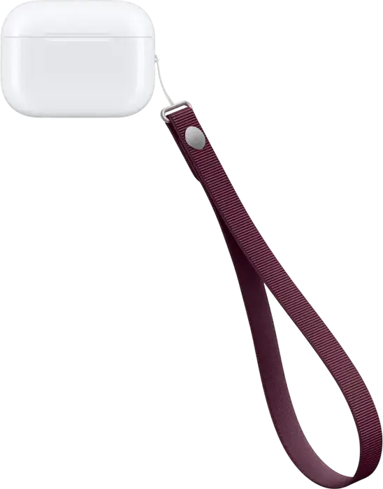 Brata Apple Wrist Strap A3734 din material textil și TPU pentru transport hands-free de iPhone și AirPods Pro, Burgundy
