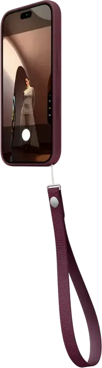 Brata Apple Wrist Strap A3734 din material textil și TPU pentru transport hands-free de iPhone și AirPods Pro, Burgundy