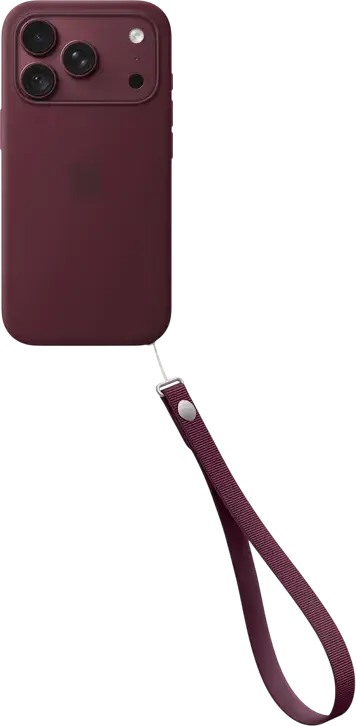 Brata Apple Wrist Strap A3734 din material textil și TPU pentru transport hands-free de iPhone și AirPods Pro, Burgundy