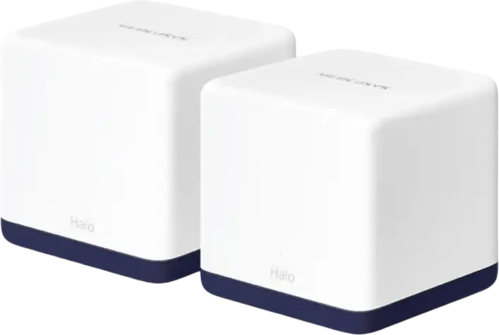 Sistem Mesh Wi-Fi MERCUSYS Halo H50G AC1900 pentru intreaga casa, Set de 2 piese, Dual-Band 1.9 Gbps, 3 Porturi Gigabit, Roaming fara cusure, Alb