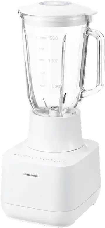 Blender stationar Panasonic MX-MG5451WTQ, 800W, Borcan Sticla 2L, Lame Otel Inoxidabil, Functie Tocator si Cruntare Ghea, Alb, Set de 4 piese