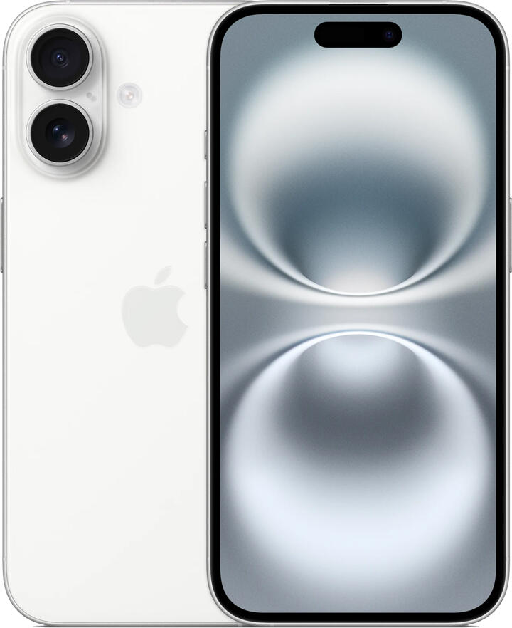 Smartphone Apple iPhone 16, Procesor A18, 128GB Stocare, 8GB RAM, Ecran 6.1 inch Super Retina XDR OLED, Camera Duala 48MP, Alb, iOS 18, Rezistenta IP68