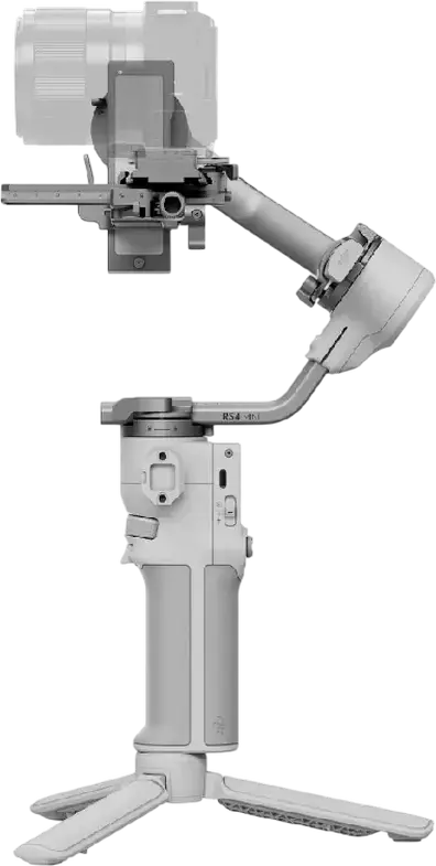 Stabilizator Gimbal DJI RS 4 Mini, Gri, Aluminiu si ABS, Payload 0.4-2 kg, Baterie 13h, Blocare Automata a Axelor, Filmare Verticala, Bluetooth 5.1
