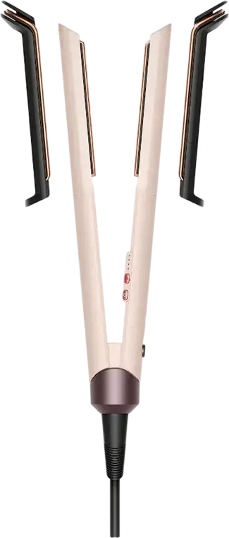 Dyson Corrale CoolShine HT02 Hair Straightener, Ceramic Pink, 210°C Max Temp, 4 Heat Settings, Flexing Plates, Cooling Attachments, Heat-Resistant Mat