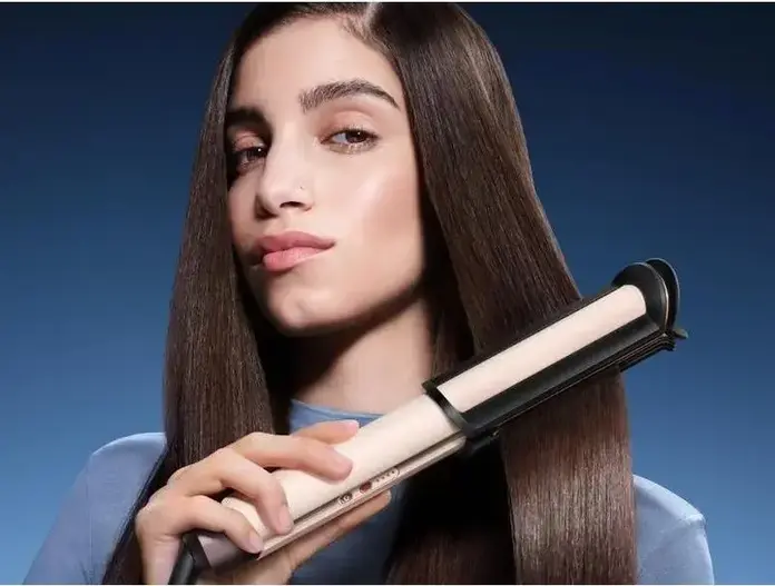 Dyson Corrale CoolShine HT02 Hair Straightener, Ceramic Pink, 210°C Max Temp, 4 Heat Settings, Flexing Plates, Cooling Attachments, Heat-Resistant Mat