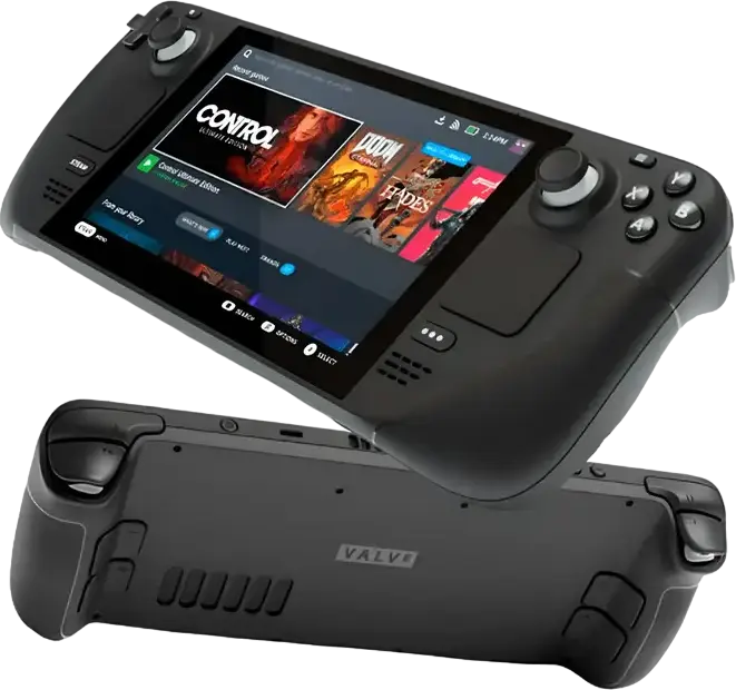 Consola de Gaming Portabila Valve Steam Deck OLED, Ecran HDR OLED 7.4 inch 90Hz, SSD NVMe 512GB, RAM 16GB LPDDR5, APU AMD, Negru, cu Husa de Protectie