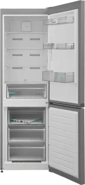 Sharp SJ-NBA09DMXLD-EU Freestanding Combi Fridge-Freezer, Advance No Frost, 294L Total Volume, Energy Class D, Inox Look, AdaptiZone & AdaptiFreezer