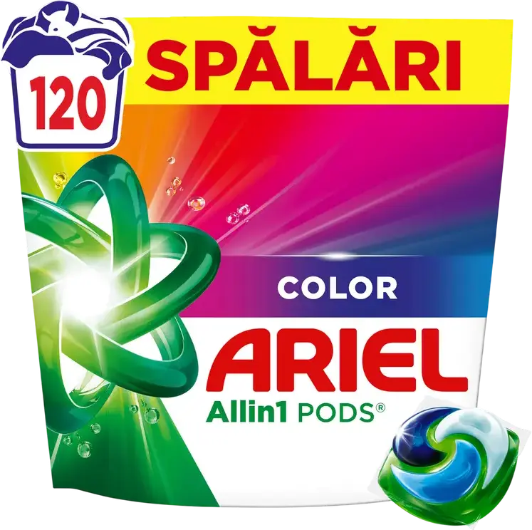 Ariel All in 1 Pods Color Laundry Detergent Capsules for Color Laundry, Removes Stains and Odors, Effective in Cold Water, 120 Washes