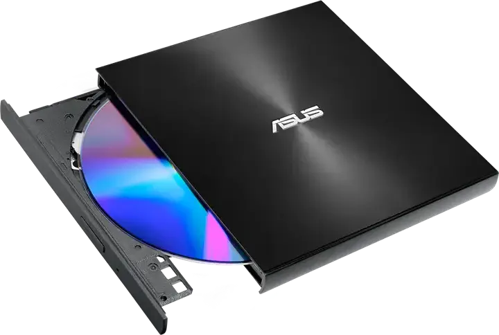 ASUS ZenDrive U9M (SDRW-08U9M-U) External Slim DVD-RW Drive, USB Type-C and Type-A, M-DISC Support, Color: Black, Ultraslim 13.9mm