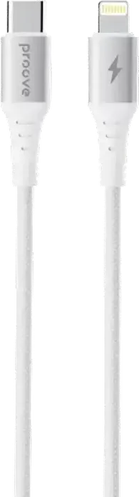 Proove WireX USB-C to Lightning Cable, 27W Fast Charging, 3A, Nylon Braid Aluminum Alloy Connectors, Synchronization, White, 1m