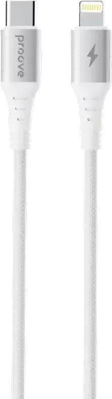 Proove WireX USB-C to Lightning Cable, 27W Fast Charging, 3A, Nylon Braid Aluminum Alloy Connectors, Synchronization, White, 1m